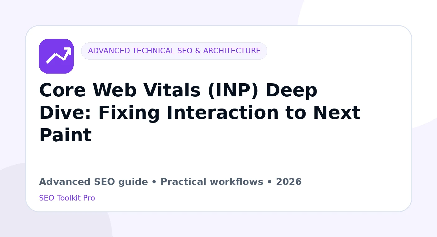 Core Web Vitals (INP) Deep Dive: Fixing Interaction to Next Paint